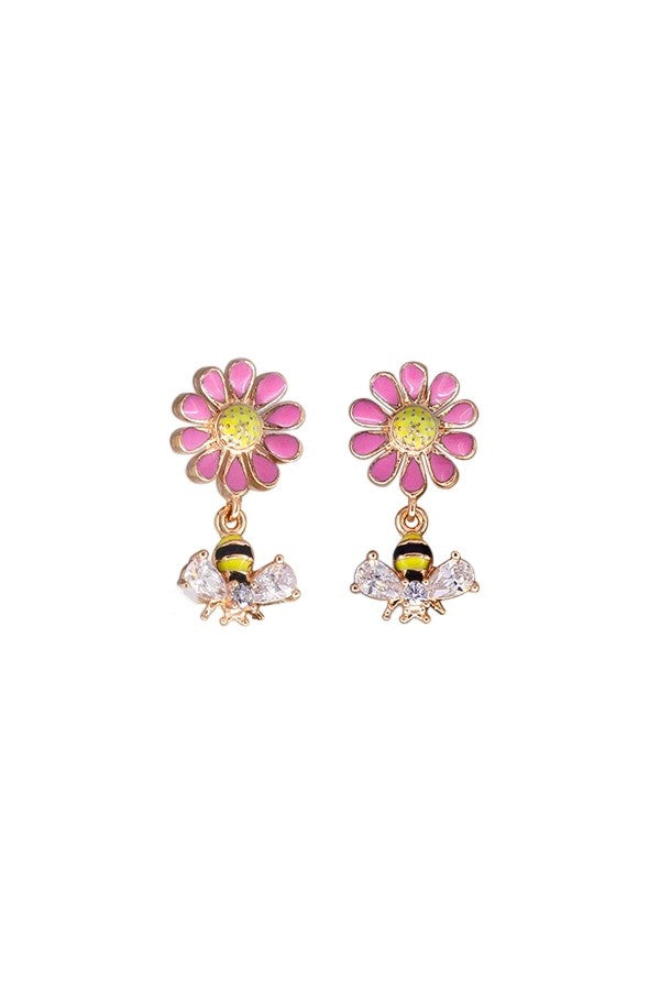Pink Daisy Bee Earing - Mudgee Honey Haven