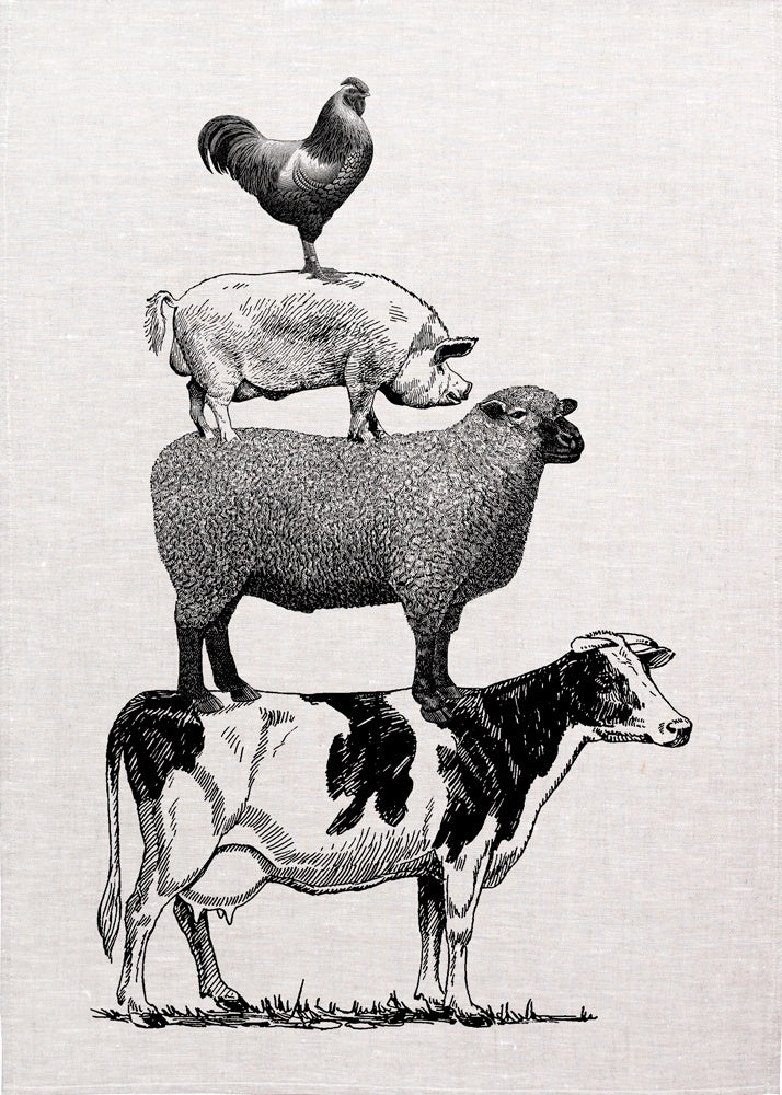 Farm Animals Tea Towel