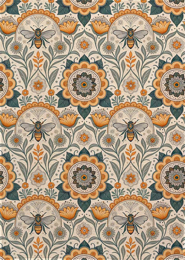 Bee Print Tea Towel