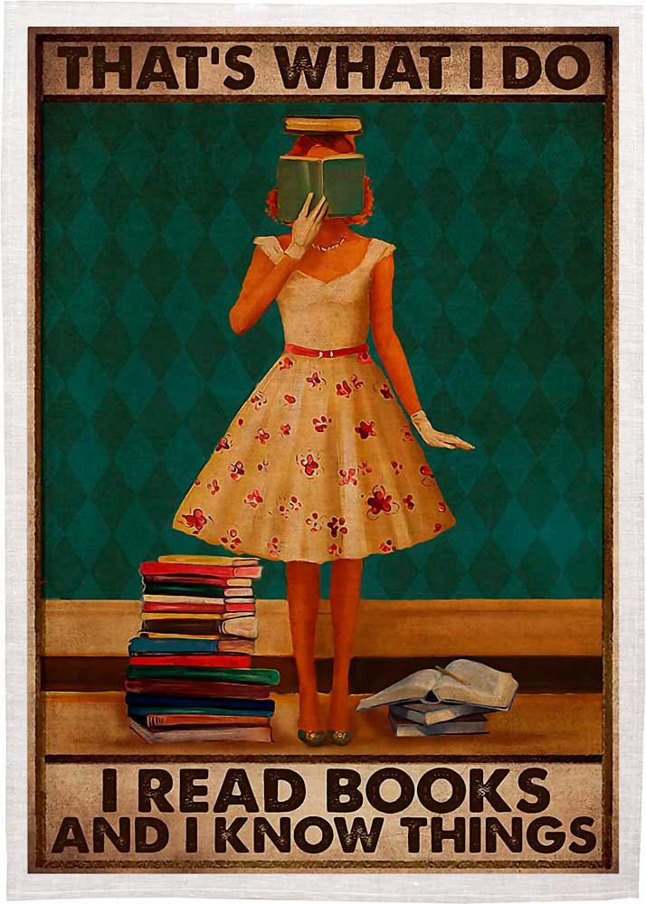 Lady books Tea Towel