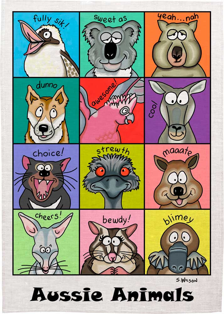 Aussie Animals Tea Towel