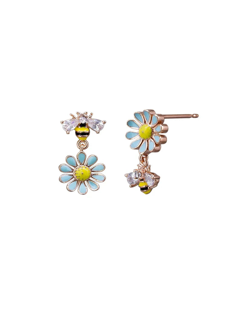 Earing - Blue Daisy Bee